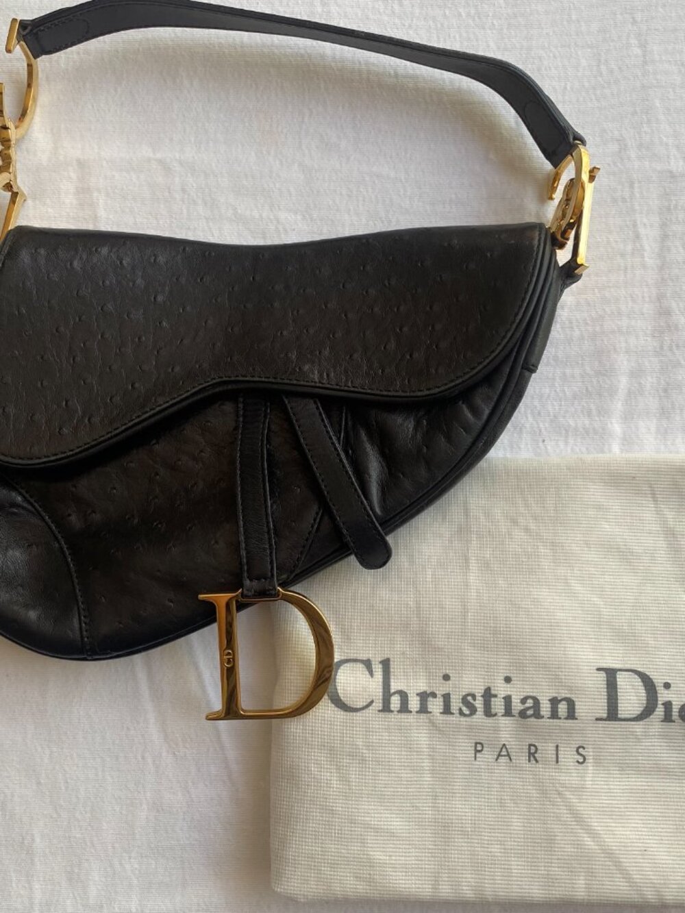 Christian Dior Ostrich Saddle Bag - Picture 7 of 8
